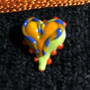 Lampwork Square Stunning muli-color heart shaped Glass bead 1"